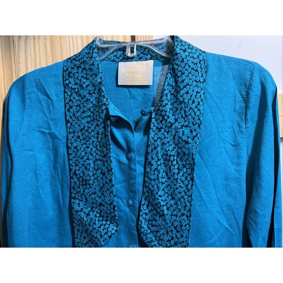 Pendleton Country Sophisticates VTG Womens Sz 6 Blue Rayon Linen Button Shirt LS - Picture 6 of 11